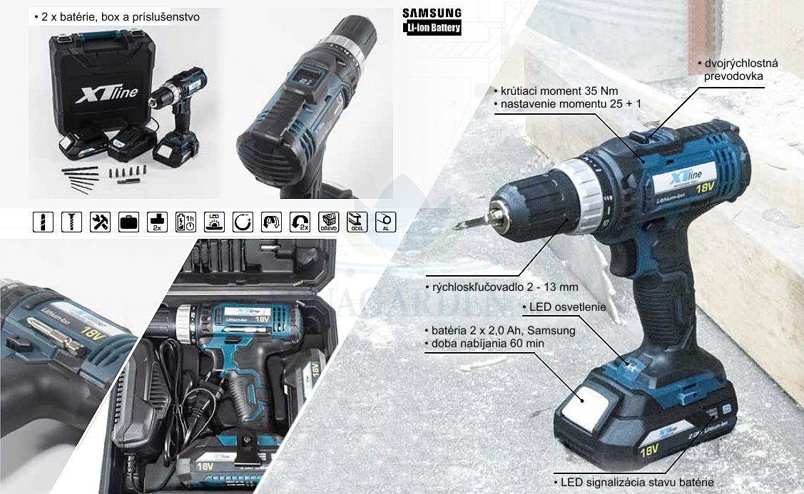 XTline XT102770 Aku vŕtačka 18V