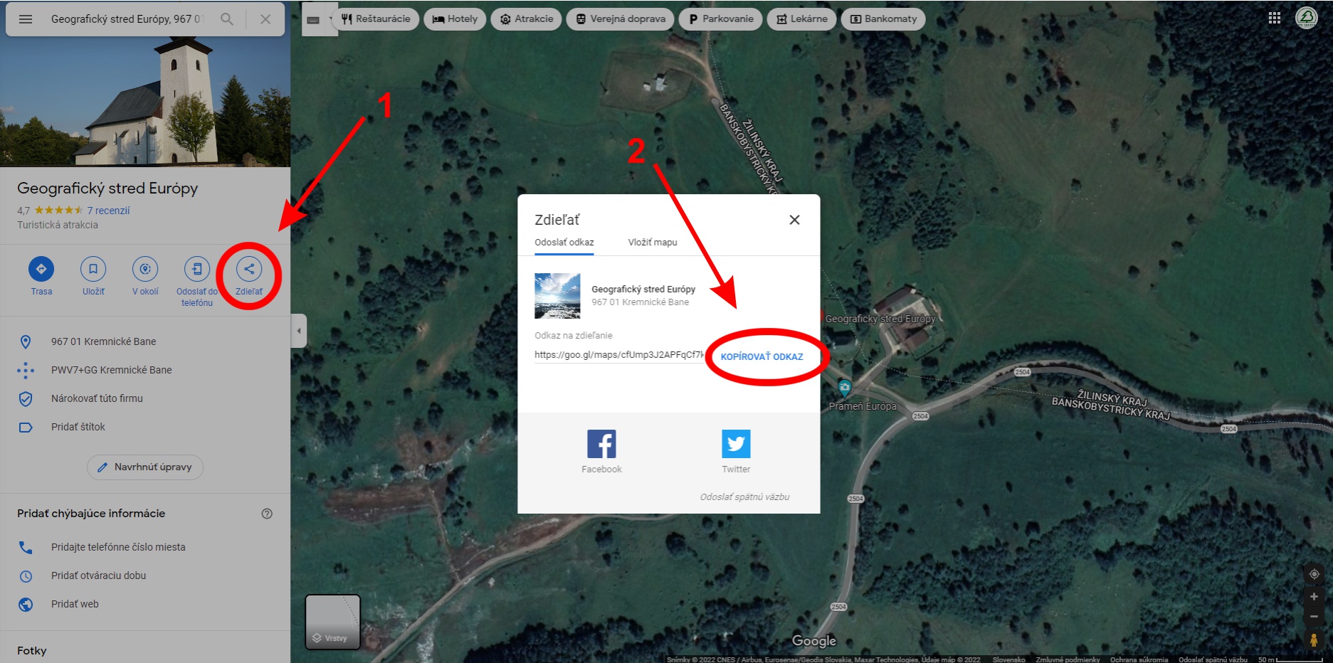 Google maps Odkaz na polohu