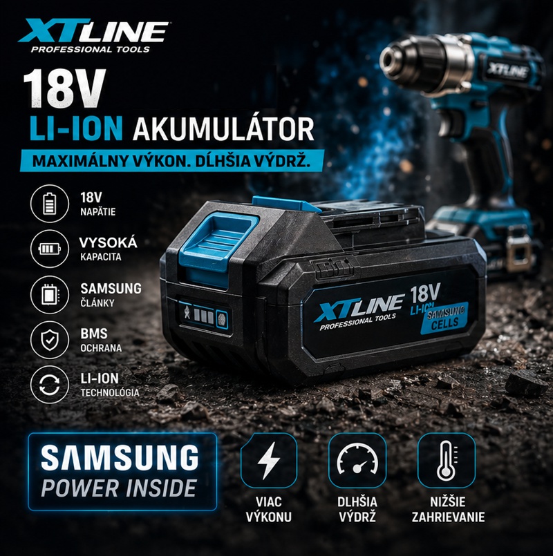 XTline akumul�tor s vysokokapacitn�mi �l�nkami Samsung