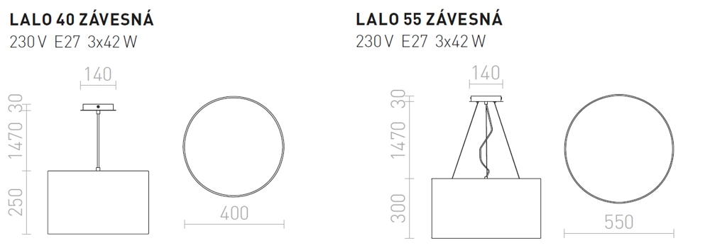 Závesná lampa Rendl Lalo rozmery