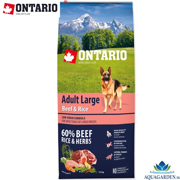 Ontario Dog Adult Large Beef & Rice 12kg - Krmivo pre psov