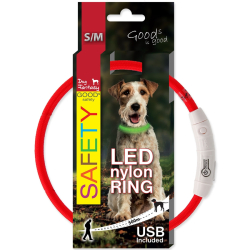 Dog Fantasy LED nylnov obojok erven S-M