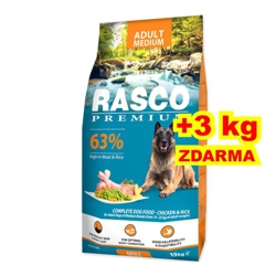Rasco Dog Premium Adult Medium 15+3kg Krmivo pre psov