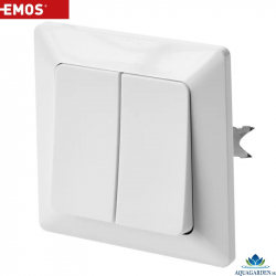 EMOS Vypínač dvojitý striedavý č. 6+6, biely
