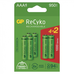 GP ReCyko 1000 (AAA) 6 ks nabíjacie batérie