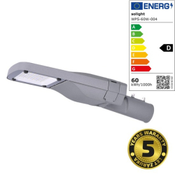 Solight street light SMD, 60W, 9000lm, Meanwell, 4000K, 120, IP65, 110-240V, grey