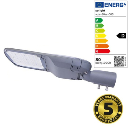 Solight street light SMD, 80W, 11200lm, Meanwell, 3000K, IP66, 110-305V, grey