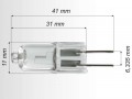 Rozmery halognovej iarovky G6, 35 12V